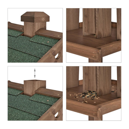 Brown bird table on pole