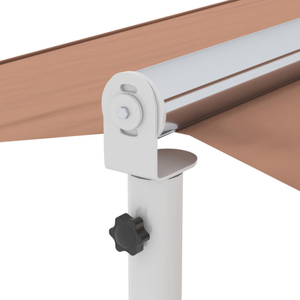 Brown patio awning with folding arm, 4x3M garden screen