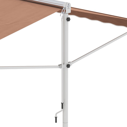 Brown patio awning with folding arm, 4x3M garden screen