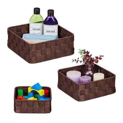 Set de 3 cosuri de depozitare maro