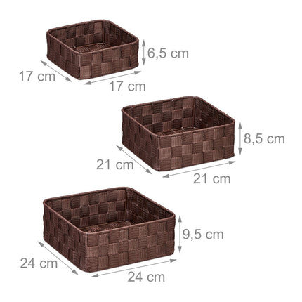 Set de 3 cosuri de depozitare maro