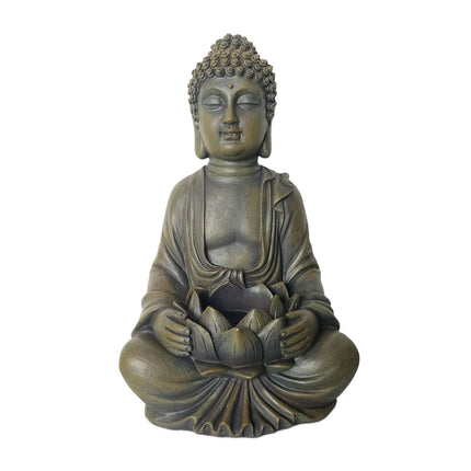 Statuie Buddha 30 cm cu Lotus, Polirășină rezistentă la intemperii