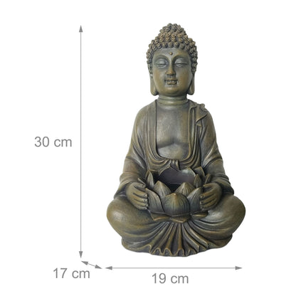 Statuie Buddha 30 cm cu Lotus, Polirășină rezistentă la intemperii