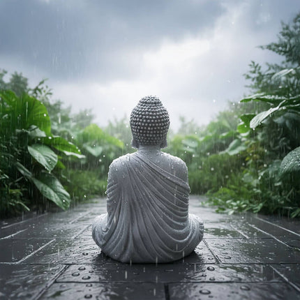 Statuie Buddha, 42 cm, efect de piatră, rezistentă la intemperii