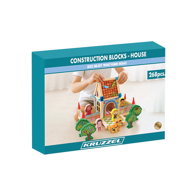 Set de căsuțe cu blocuri de construcție, 268 de piese, vârste 3+