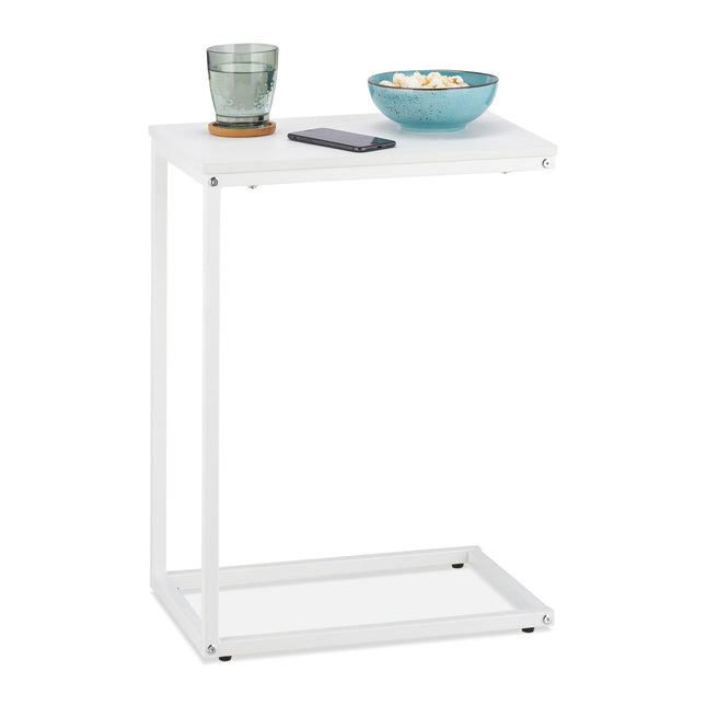 C-Shaped Side Table White