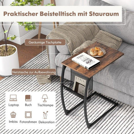Masă laterală în formă de C cu buzunar, design care economisește spațiu