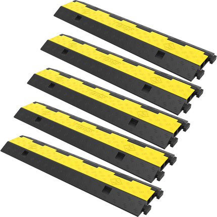 Cable Protector Ramp, 2-Channel Rubber, 5-Pack 11000 lb