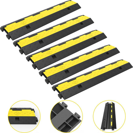 Cable Protector Ramp, 2-Channel Rubber, 5-Pack 11000 lb