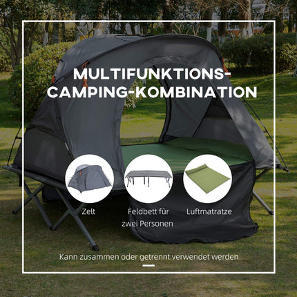 Camping dome tent with air mattress, 2 people, grey