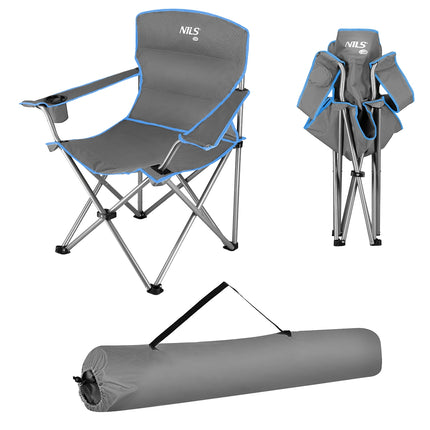 Scaun de camping, gri-albastru, pliabil, usor
