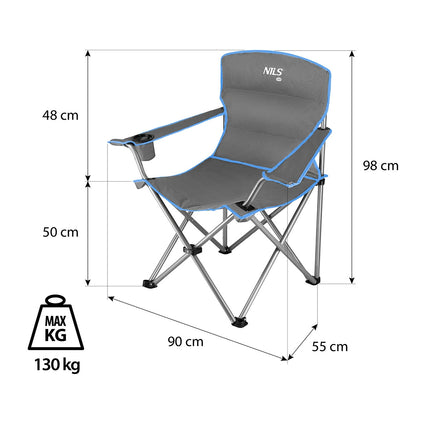 Scaun de camping, gri-albastru, pliabil, usor