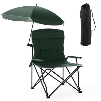 Scaun de camping cu umbrelă reglabilă, pliabil, geantă