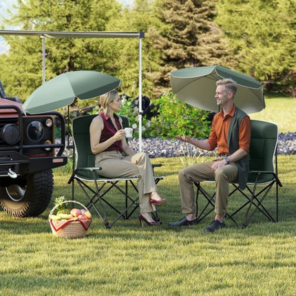 Scaun de camping cu umbrelă reglabilă, pliabil, geantă