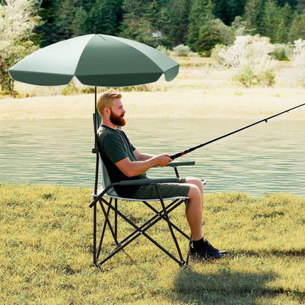 Scaun de camping cu umbrelă reglabilă, pliabil, geantă