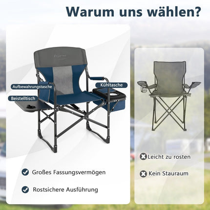 Scaun de camping cu geantă frigorifică și geantă de depozitare 113 x 56 x 98 cm Albastru