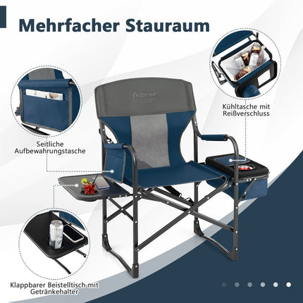 Scaun de camping cu geantă frigorifică și geantă de depozitare 113 x 56 x 98 cm Albastru