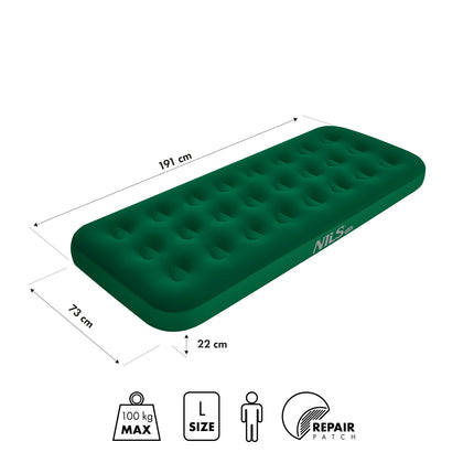 Saltea de camping 191x73x22 cm, Verde