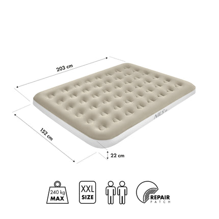 Saltea de camping, 203x152x22 cm, Bej