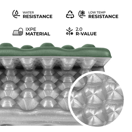 Covoraș de camping, suport din aluminiu, 40 cm, verde
