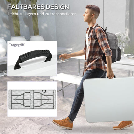 Masa Camping Masa Balcon Pliabila 6 Pers Masa Bufet Gradina Hdpe Alb 180X75X73Cm