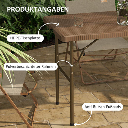 Masa Camping Pliabila Rattan Look 4 Pers Masa Gradina Balcon Terasa Hdpe Maro