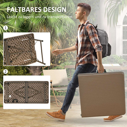 Masa Camping Pliabila Rattan Look 4 Pers Masa Gradina Balcon Terasa Hdpe Maro