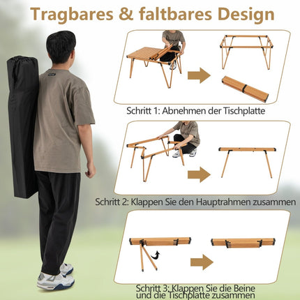Masă de camping, blat impermeabil, portabilă, capacitate 80 kg