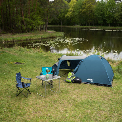 Cort de camping, albastru-gri, 2 persoane, ușor