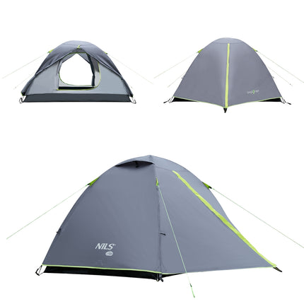 Cort de camping, gri închis, 4 persoane, rezistent la apă