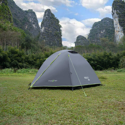 Cort de camping, gri închis, 4 persoane, rezistent la apă