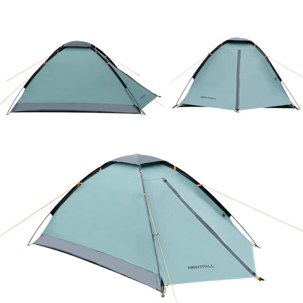 Cort de camping, verde, căderea nopții, 2 persoane