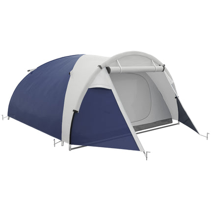 Cort de camping pentru 3-4 persoane, impermeabil, albastru