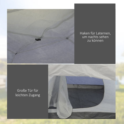 Cort de camping pentru 3-4 persoane, impermeabil, albastru