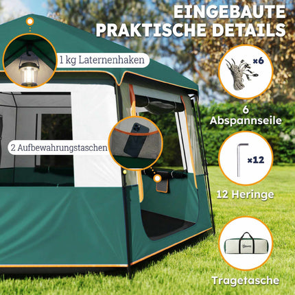 Cort de camping pentru 4-6 persoane, impermeabil, protecție UV30+