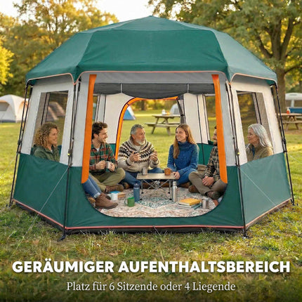 Cort de camping pentru 4-6 persoane, impermeabil, protecție UV30+