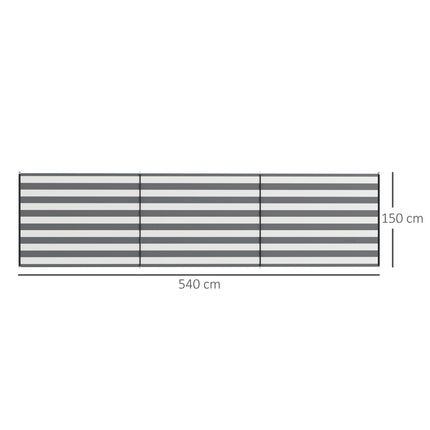 Camping Windbreak with Steel Poles, 540 x 150 cm, Gray/White