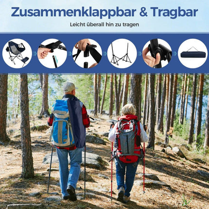 Scaun de camping cu suport pentru picioare &amp; spatar reglabil &amp; tetiera &amp; suport pahare scaun de pescuit bleumarin