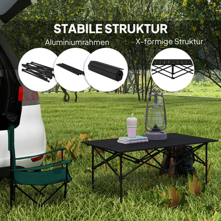 Masă de camping Masă pliabilă cu blat rulant Masă de grădină cu cadru în X din aluminiu Masă laterală ușoară pentru 2 persoane Masă pliabilă pentru grădină balcon camping 95 x 55cm negru |