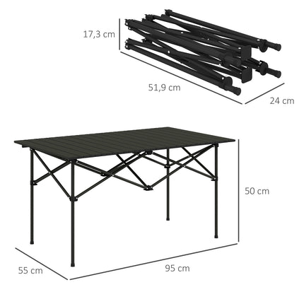 Masă de camping Masă pliabilă cu blat rulant Masă de grădină cu cadru în X din aluminiu Masă laterală ușoară pentru 2 persoane Masă pliabilă pentru grădină balcon camping 95 x 55cm negru |