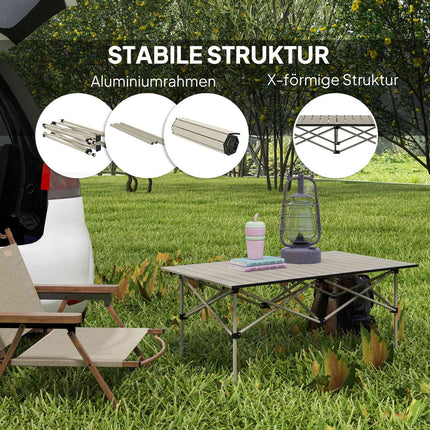 Masă de camping Masă pliabilă cu blat rulant Masă de grădină cu cadru în X din aluminiu Masă laterală ușoară pentru 2 persoane Masă pliabilă pentru grădină balcon camping 95 x 55cm kaki |