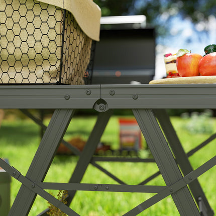 Masa de camping, reglabila pe inaltime, masa plianta cu grilaj metalic, masa de gradina pliabila din aluminiu, masa usoara, multifunctionala, masa laterala pentru gradina, balcon, camping, 90 x 40,5 cm, negru