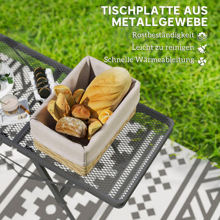 Masa de camping, reglabila pe inaltime, masa plianta cu grilaj metalic, masa de gradina pliabila din aluminiu, masa usoara, multifunctionala, masa laterala pentru gradina, balcon, camping, 90 x 40,5 cm, negru
