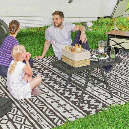 Masa de camping, reglabila pe inaltime, masa plianta cu grilaj metalic, masa de gradina pliabila din aluminiu, masa usoara, multifunctionala, masa laterala pentru gradina, balcon, camping, 90 x 40,5 cm, negru