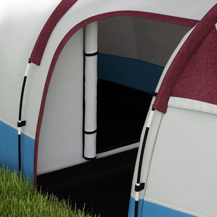 Cort de camping, cort tunel pentru 3 persoane, cu carlige de lumina, copertina, 2 camere, cort de familie rezistent la vant cu geanta de transport, cort pop up hidrofug de 2000 mm pentru camping, gradina, rosie Aosom
