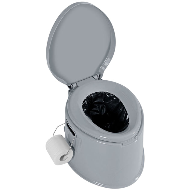 Camping toilet portable travel toilet mobile toilet with removable bucket insert grey