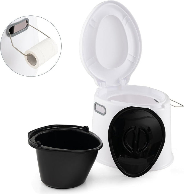 Camping toilet portable travel toilet mobile toilet with removable bucket insert white