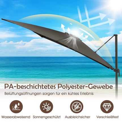 Umbrelă de terasă cantilever 300x300 cm, rotație 360°