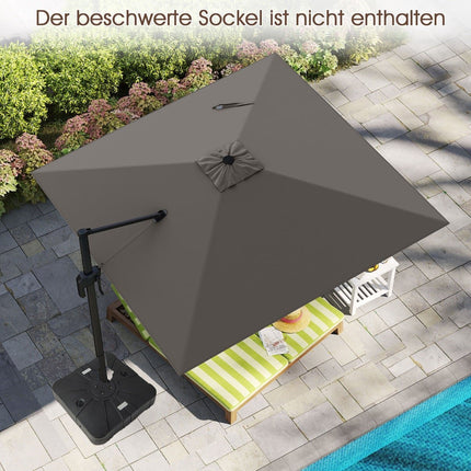 Umbrelă de terasă cantilever 300x300 cm, rotație 360°