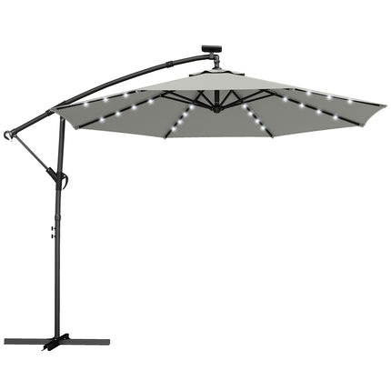 Umbrelă de terasă cantilever, 3x3m, lumini solare LED, rezistentă la UV